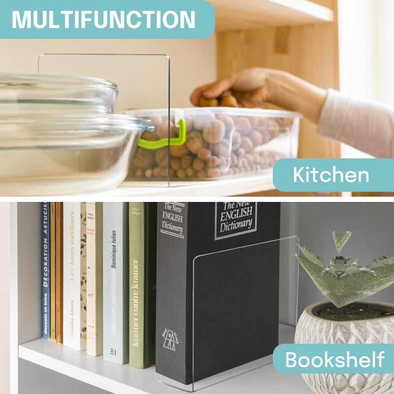 OKPOW Acrylic Shelf Dividers for Closet Organization: 8 Pack Tall Durable Clear Shelves Separators for Clothing Adjustable - Image 5